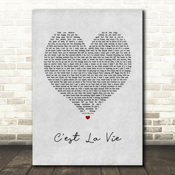 Stereophonics C'est La Vie Grey Heart Song Lyric Print