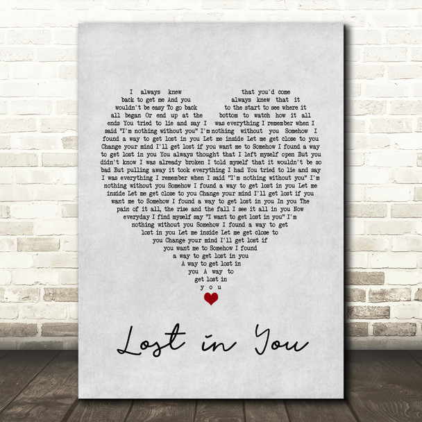 Three Days Grace Lost in You Grey Heart Song Lyric Print