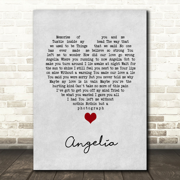 Richard Marx Angelia Grey Heart Song Lyric Print