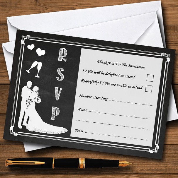 Chalkboard White Personalized RSVP Cards