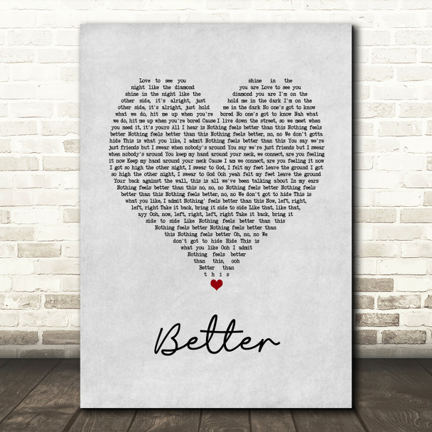 Khalid Better Grey Heart Song Lyric Print