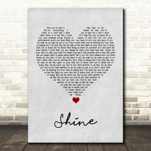 Take That Shine Grey Heart Song Lyric Print