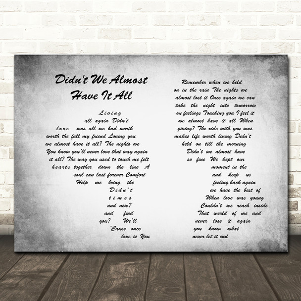 Whitney Houston Didn't We Almost Have It All Man Lady Couple Grey Song Print