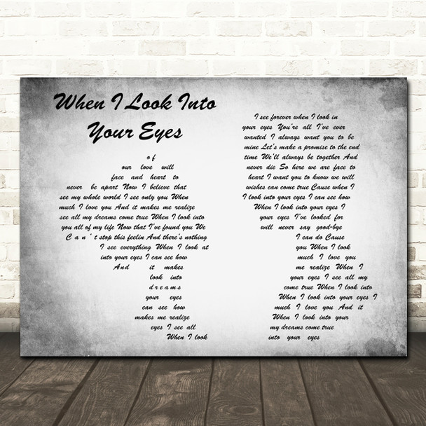 Firehouse When I Look Into Your Eyes Man Lady Couple Grey Song Lyric Quote Print