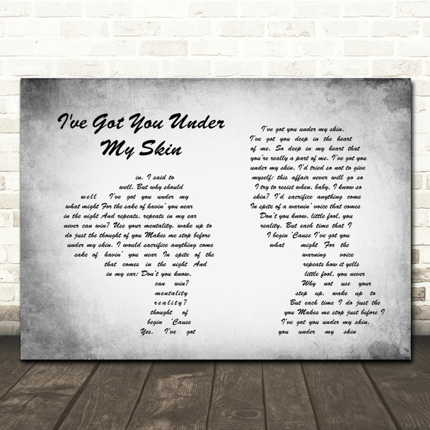 Frank Sinatra I've Got You Under My Skin Man Lady Couple Grey Song Lyric Print