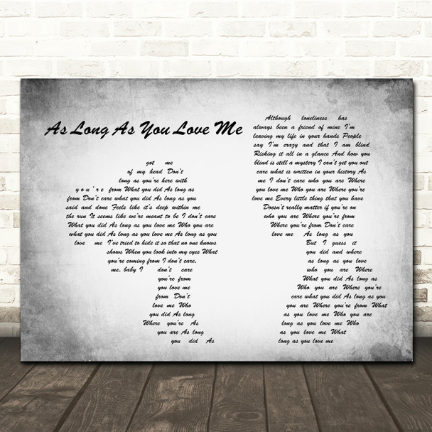 Backstreet Boys As Long As You Love Me Man Lady Couple Grey Song Lyric Print