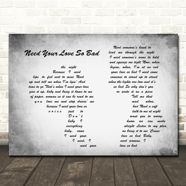 Fleetwood Mac Need Your Love So Bad Man Lady Couple Grey Song Lyric Quote Print