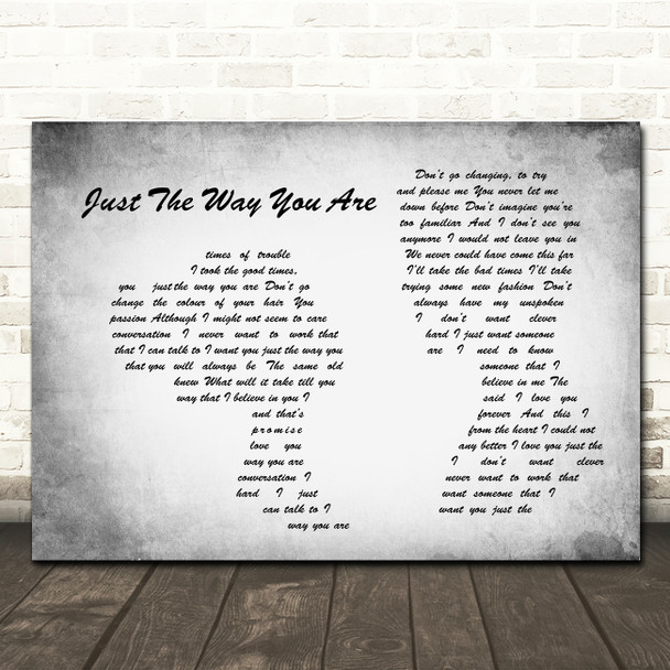 Billy Joel Just The Way You Are Man Lady Couple Grey Song Lyric Quote Print