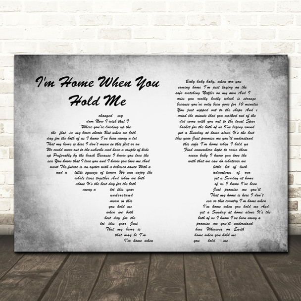 Beans on Toast I'm Home When You Hold Me Man Lady Couple Grey Song Lyric Print