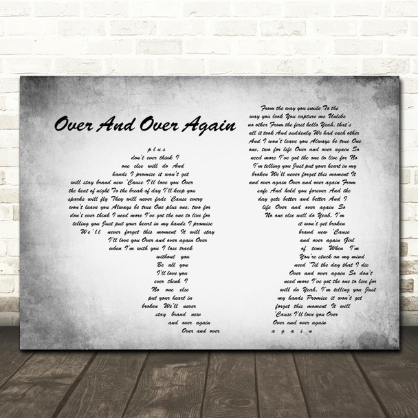 Nathan Sykes Over And Over Again Man Lady Couple Grey Song Lyric Quote Print