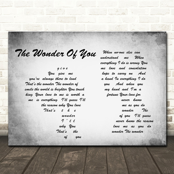 Elvis Presley The Wonder Of You Man Lady Couple Grey Song Lyric Quote Print