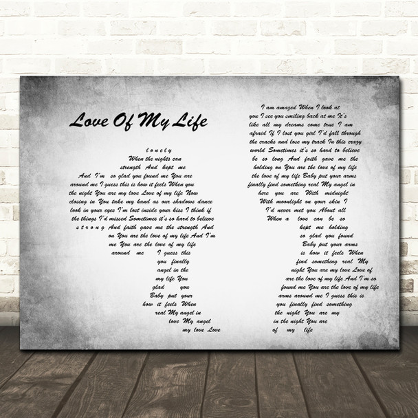 Jim Brickman Love Of My Life Man Lady Couple Grey Song Lyric Quote Print