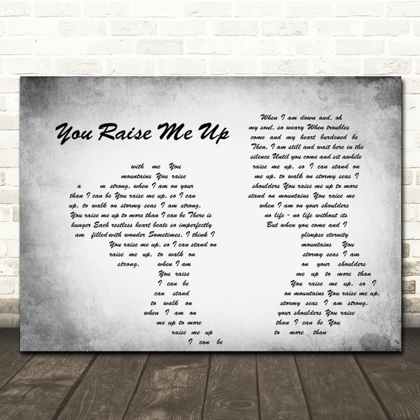 Josh Groban You Raise Me Up Man Lady Couple Grey Song Lyric Quote Print