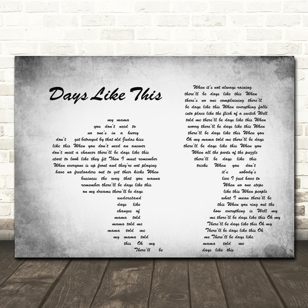 Van Morrison Days Like This Man Lady Couple Grey Song Lyric Quote Print