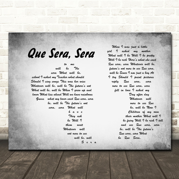Doris Day Que Sera, Sera Man Lady Couple Grey Song Lyric Quote Print