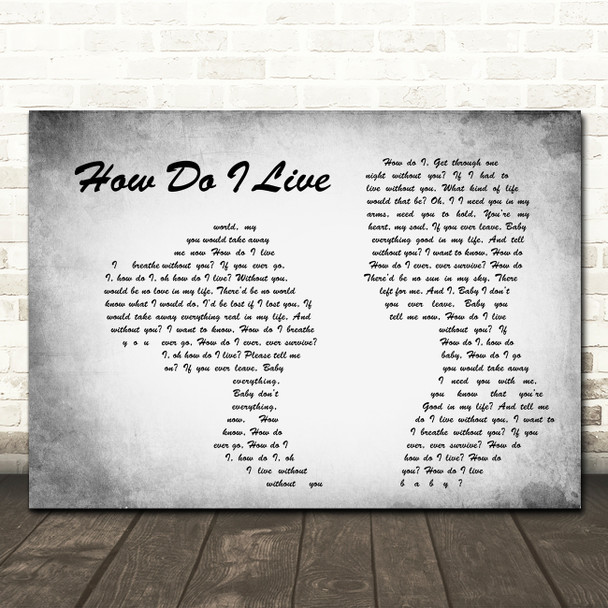 LeAnn Rimes How Do I Live Man Lady Couple Grey Song Lyric Quote Print