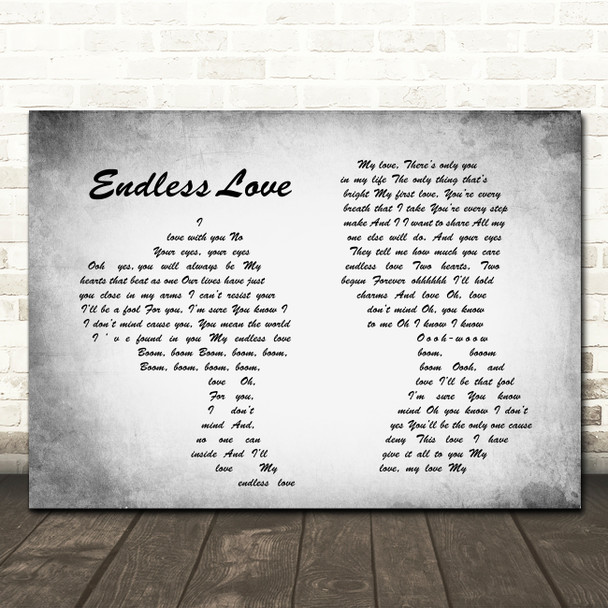 Lionel Richie & Mariah Carey Endless Love Man Lady Couple Grey Song Lyric Print