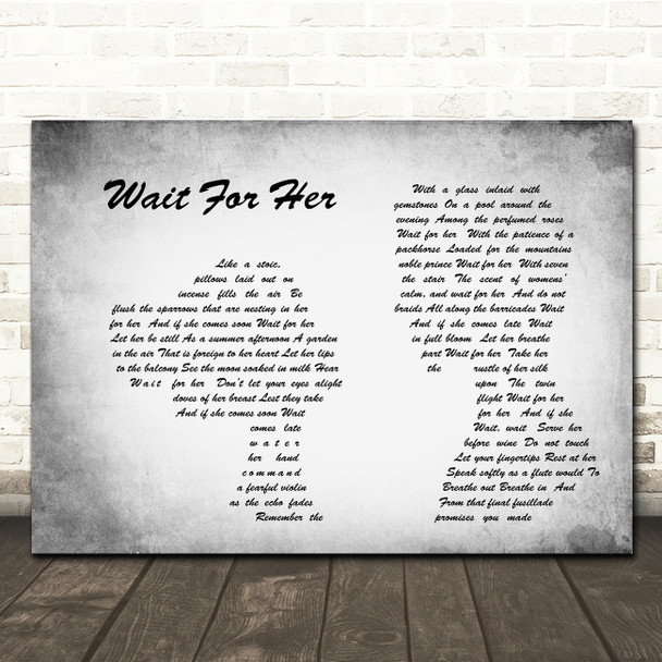 Roger Waters Wait For Her Man Lady Couple Grey Song Lyric Quote Print