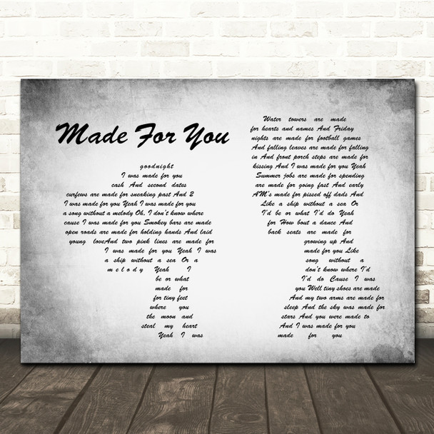Jake Owen Made For You Man Lady Couple Grey Song Lyric Quote Print
