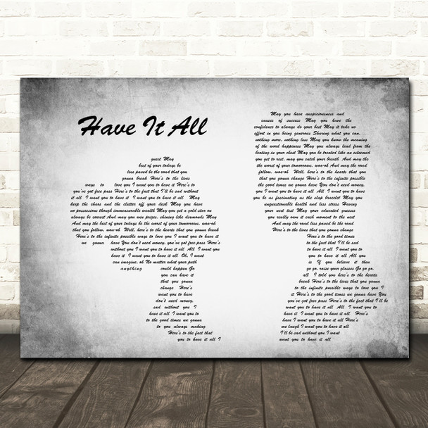 Jason Mraz Have It All Man Lady Couple Grey Song Lyric Quote Print