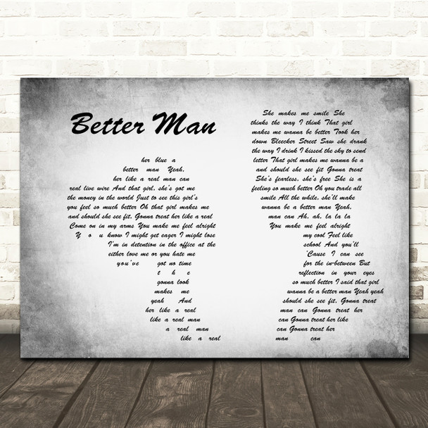 Paolo Nutini Better Man Man Lady Couple Grey Song Lyric Quote Print