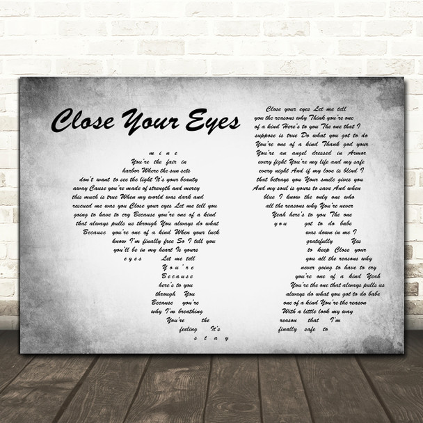 Michael Bublé Close Your Eyes Grey Man Lady Couple Song Lyric Print