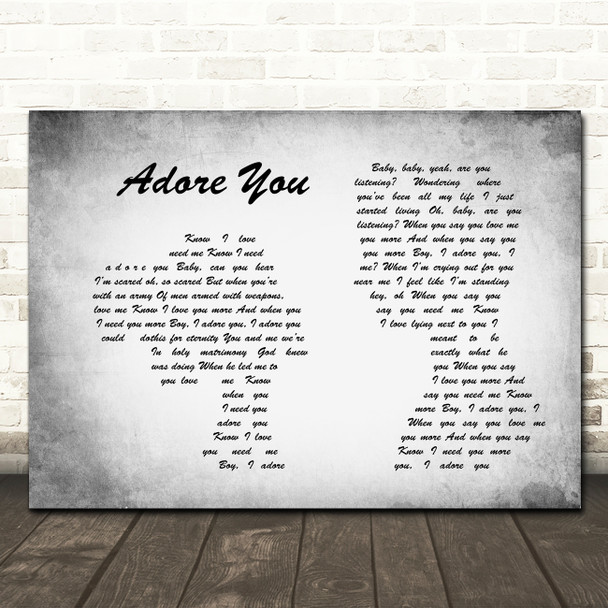 Miley Cyrus Adore You Man Lady Couple Grey Song Lyric Quote Print