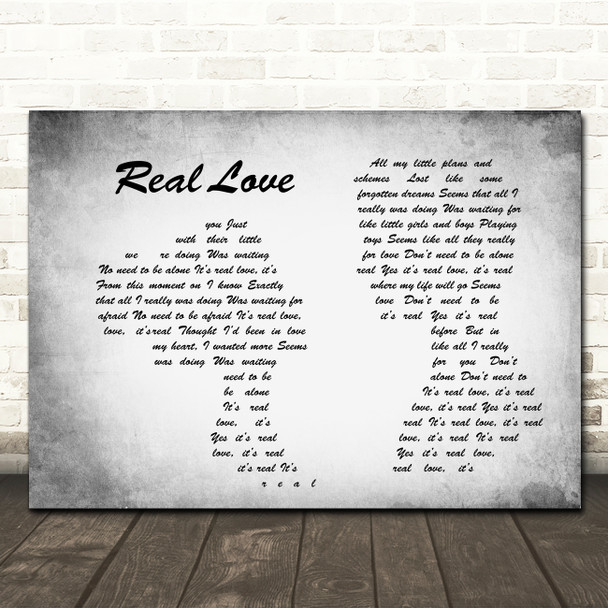 The Beatles Real Love Man Lady Couple Grey Song Lyric Quote Print