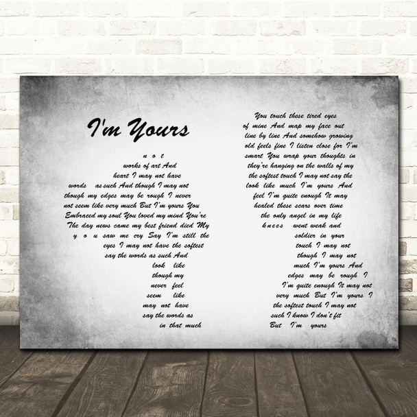 The Script I'm Yours Man Lady Couple Grey Song Lyric Quote Print