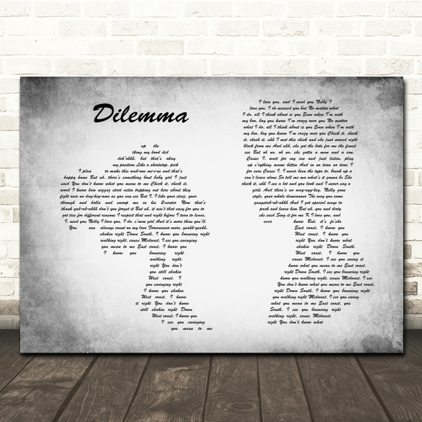 Nelly & Kelly Rowland Dilemma Man Lady Couple Grey Song Lyric Quote Print