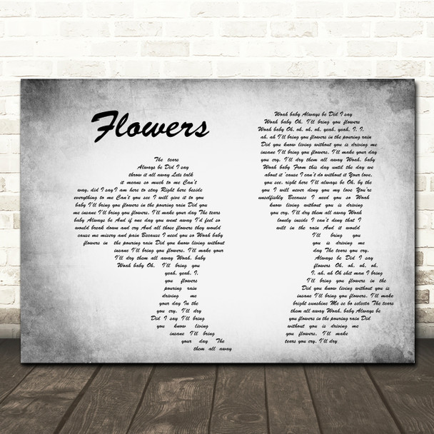 Sweet Female Attitude Flowers Man Lady Couple Grey Song Lyric Quote Print