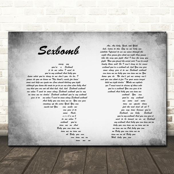 Tom Jones Sexbomb Man Lady Couple Grey Song Lyric Quote Print