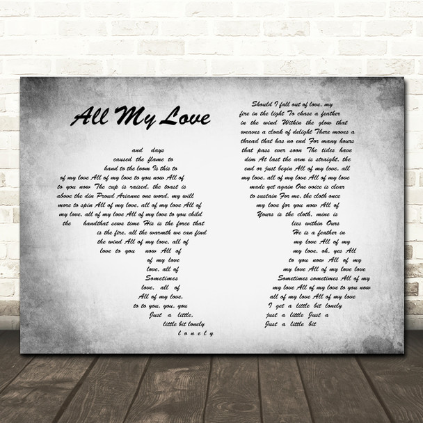 Led Zeppelin All My Love Man Lady Couple Grey Song Lyric Print