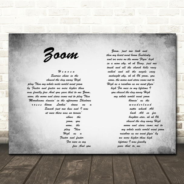 Fat Larry's Band Zoom Man Lady Couple Grey Song Lyric Quote Print