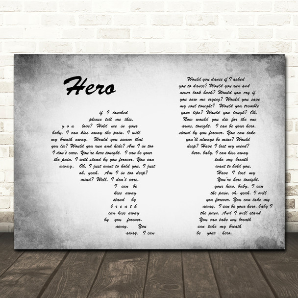 Enrique Iglesias Hero Man Lady Couple Grey Song Lyric Quote Print