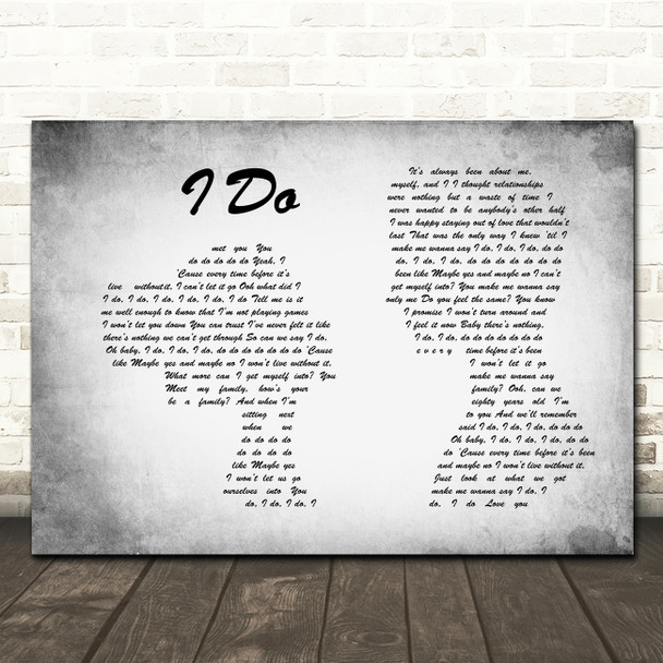 Colbie Caillat I Do Man Lady Couple Grey Song Lyric Quote Print