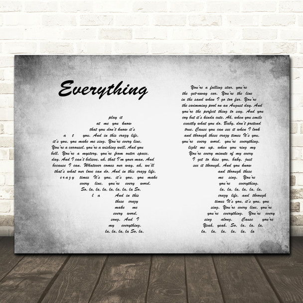 Michael Buble Everything Man Lady Couple Grey Song Lyric Print