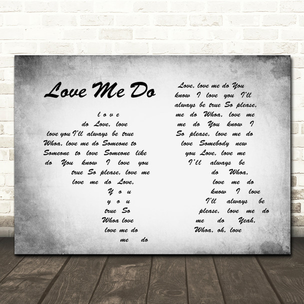 The Beatles Love Me Do Man Lady Couple Grey Song Lyric Print