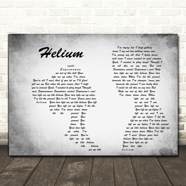 Sia Helium Grey Man Lady Couple Song Lyric Print