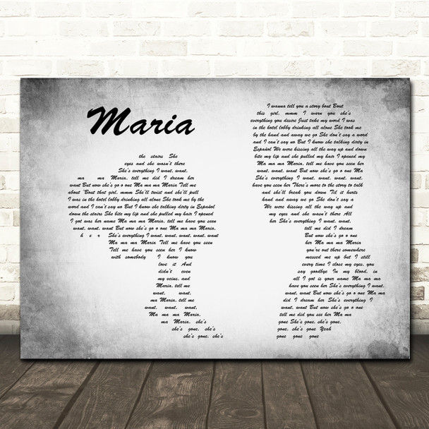 Olly Murs Maria Man Lady Couple Grey Song Lyric Print