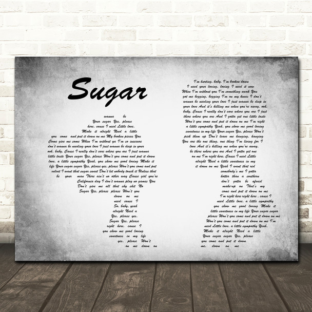 Maroon 5 Sugar Man Lady Couple Grey Song Lyric Print