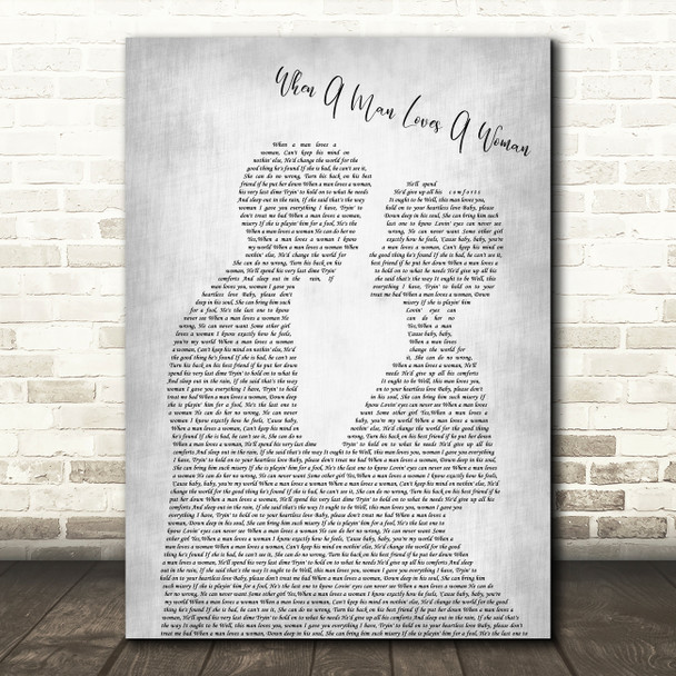 Percy Sledge When A Man Loves A Woman Man Lady Bride Groom Grey Song Lyric Print