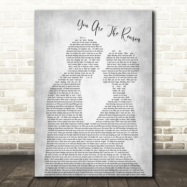 Calum Scott You Are The Reason Man Lady Bride Groom Wedding Grey Song Print