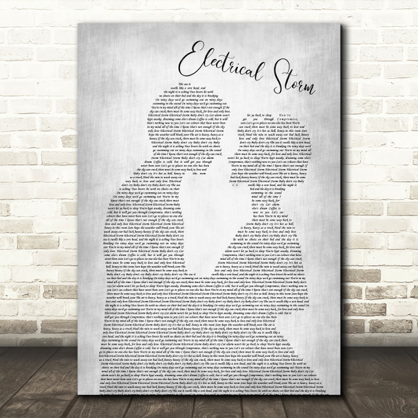 U2 Electrical Storm Man Lady Bride Groom Wedding Grey Song Lyric Quote Print