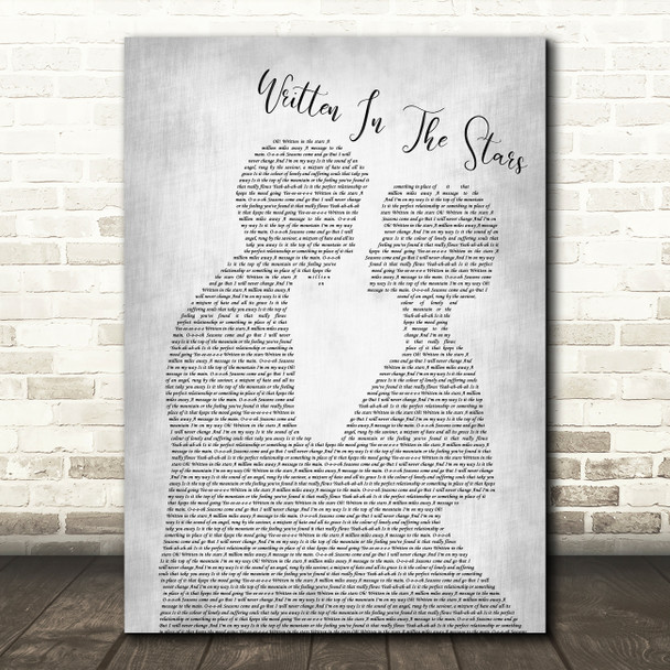 Tinie Tempah Written In The Stars Man Lady Bride Groom Wedding Grey Song Print