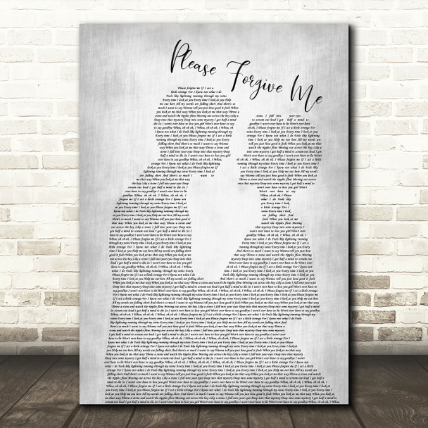 David Gray Please Forgive Me Man Lady Bride Groom Wedding Grey Song Lyric Print