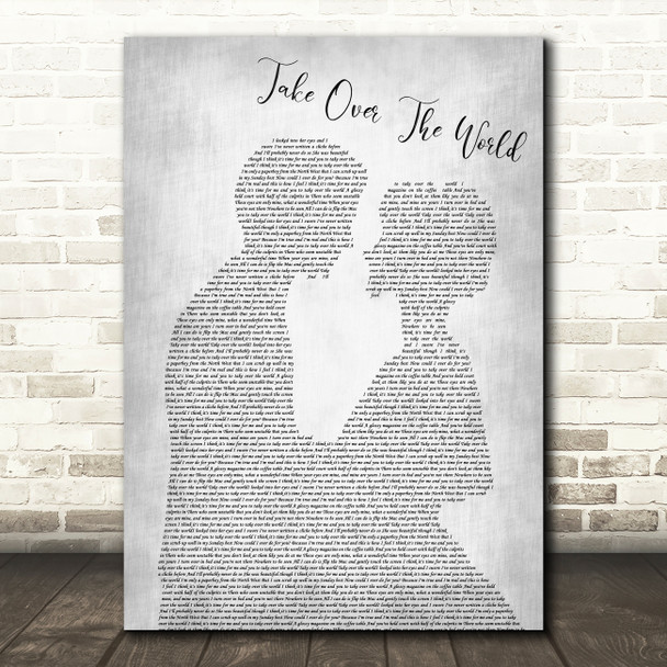 The Courteeners Take Over The World Man Lady Bride Groom Grey Song Lyric Print