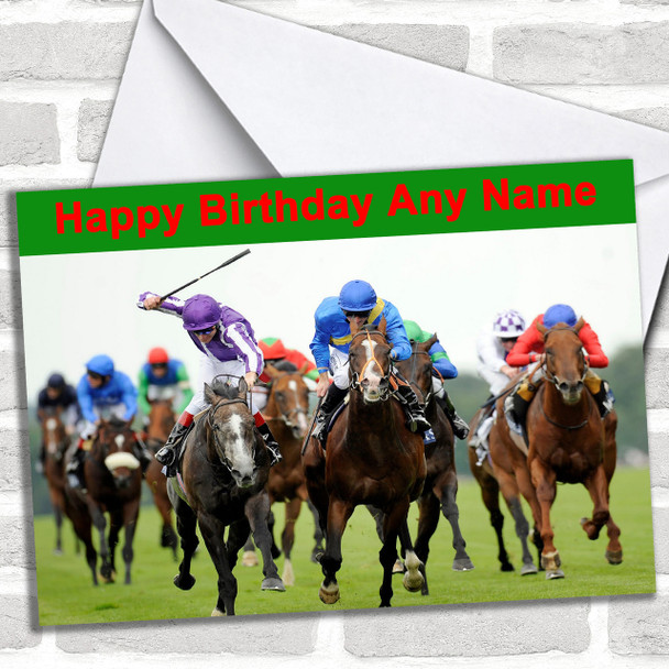 Horse Racing Personalized Birthday Card
