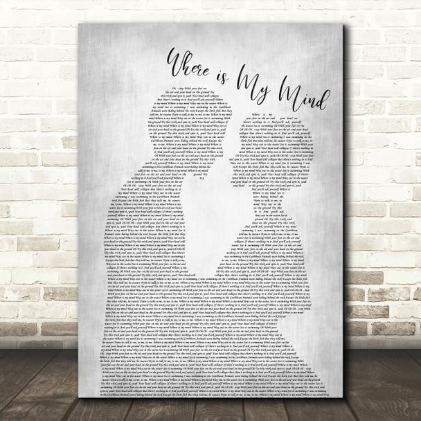 Pixies Where is My Mind Man Lady Bride Groom Wedding Grey Song Lyric Print