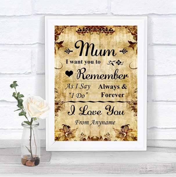 Autumn Vintage I Love You Message For Mum Personalized Wedding Sign